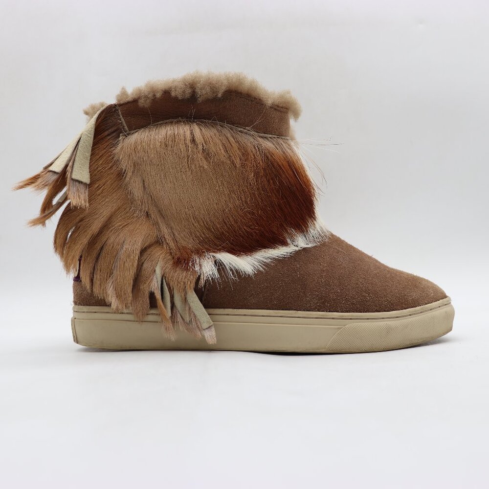 Mou Boots with Antelope Fringe Eskimo Womens Size EU 40 Brown Pull On Shoes
